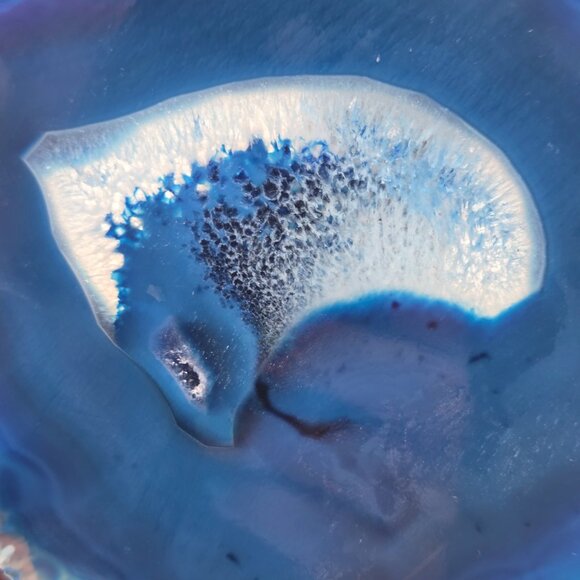 Cobalt Blue Tone Agate Geode Slab Slice Quartz Polished - 5 Inch - Picture 3 of 10